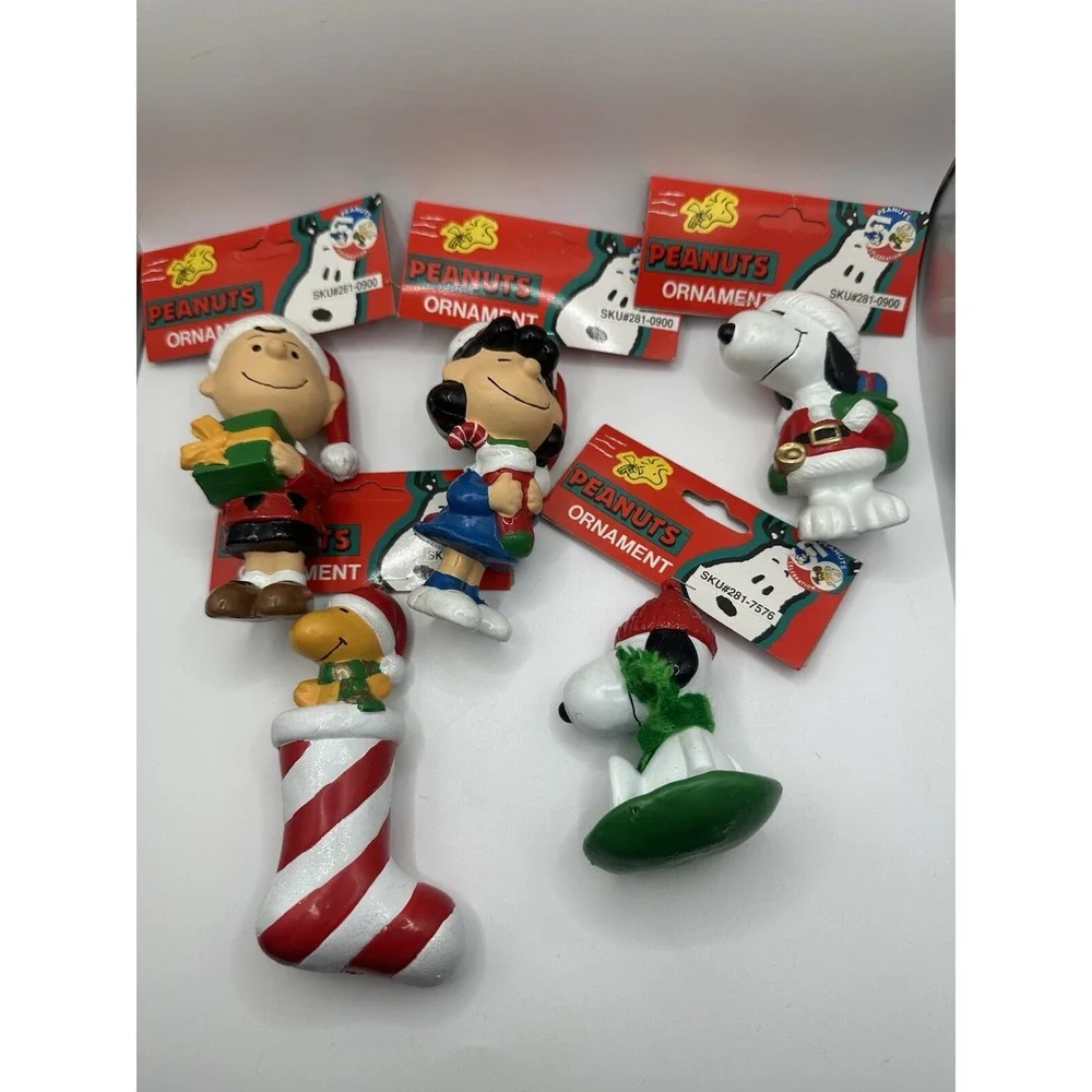 PEANUTS Kurt Adler 1990s Christmas Ornaments lot - Charlie Brown Lucy Snoopy‎